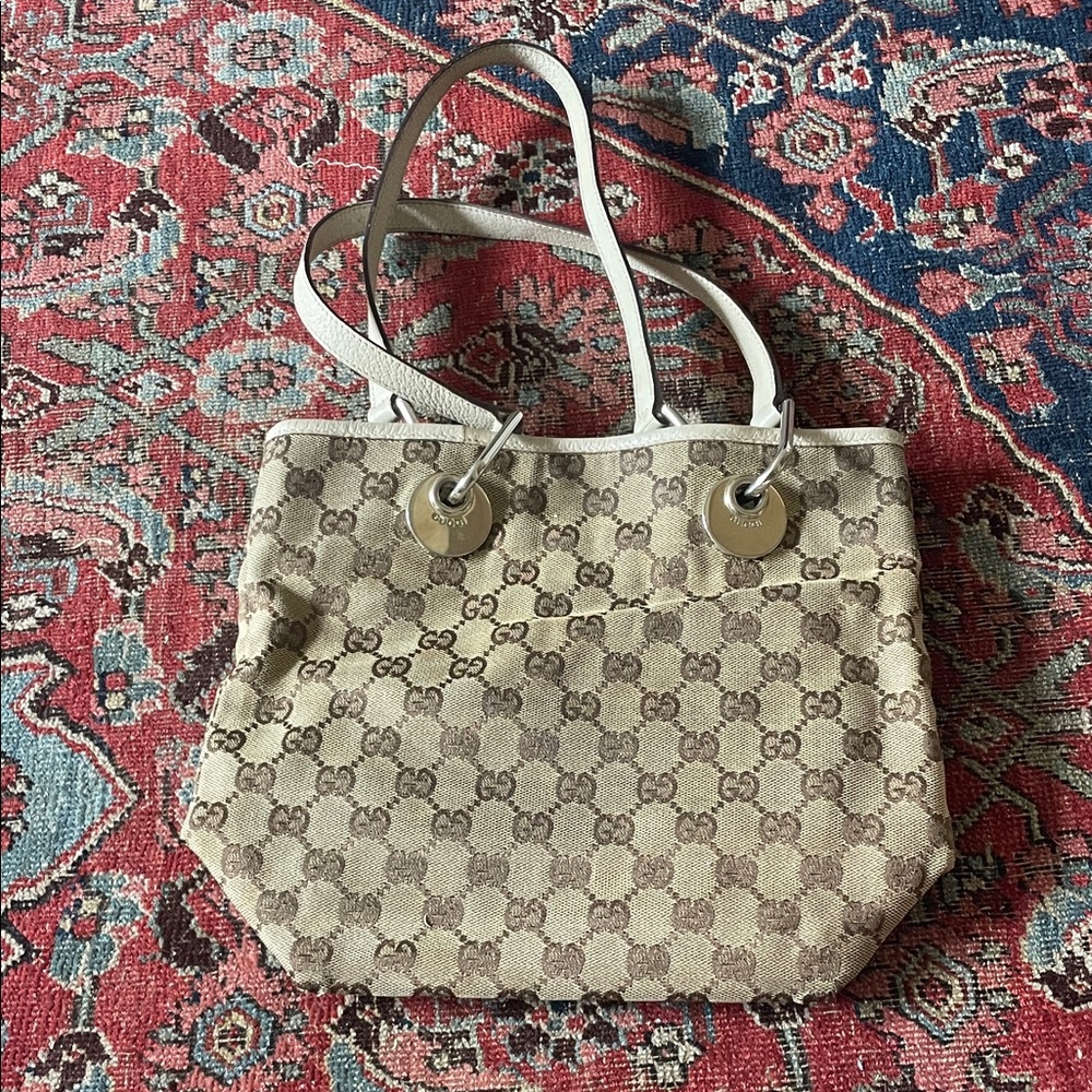 Authentic Gucci Beige and Brown GG Canvas Tote